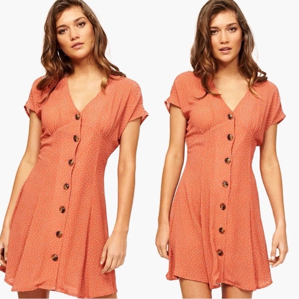 MINKPINK Button Front Dress - Red/white Polka Dots